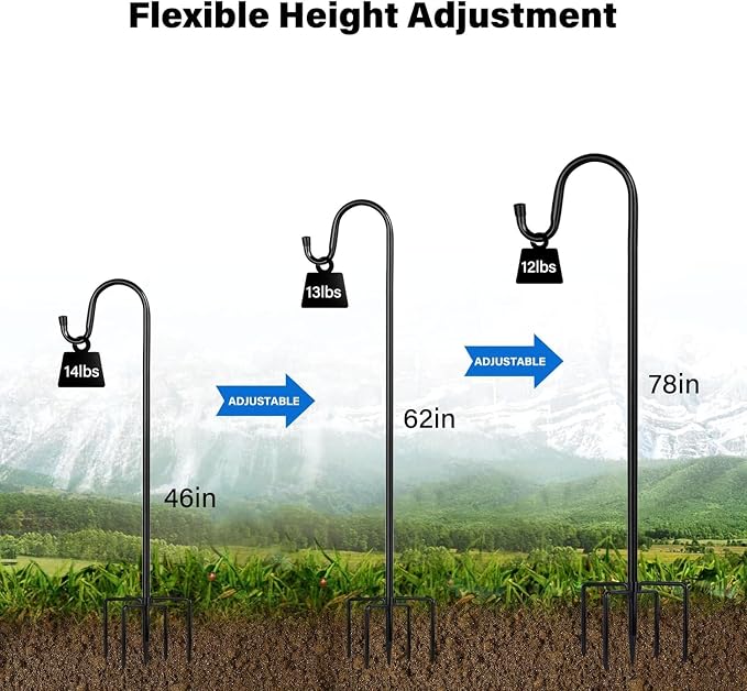 Shepherd Hooks for Outdoor, ToyHotels 1 Pack 78 Inch Bird Feeder Pole - Image 3