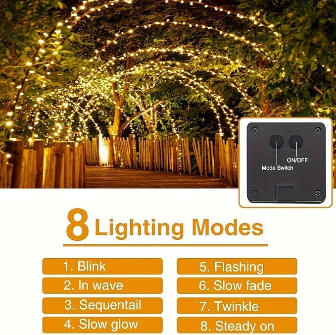 Solar Christmas Lights for Outside 2Pack, Total 66FT 200LED Solar String Lights - Image 3
