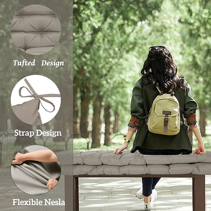 Outside Benches Cushion with Backrest, Thicken Waterproof Swing Cushions 2/3 - Image 3