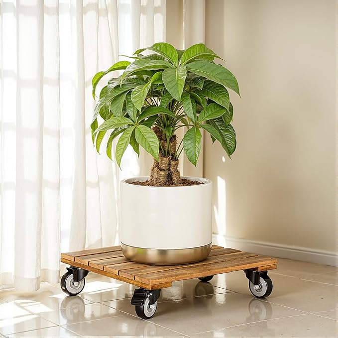 2pack Wood Plant Caddy With Wheels Heavy Duty, 264 Lbs Capacity, Upgraded 12 - Image 6