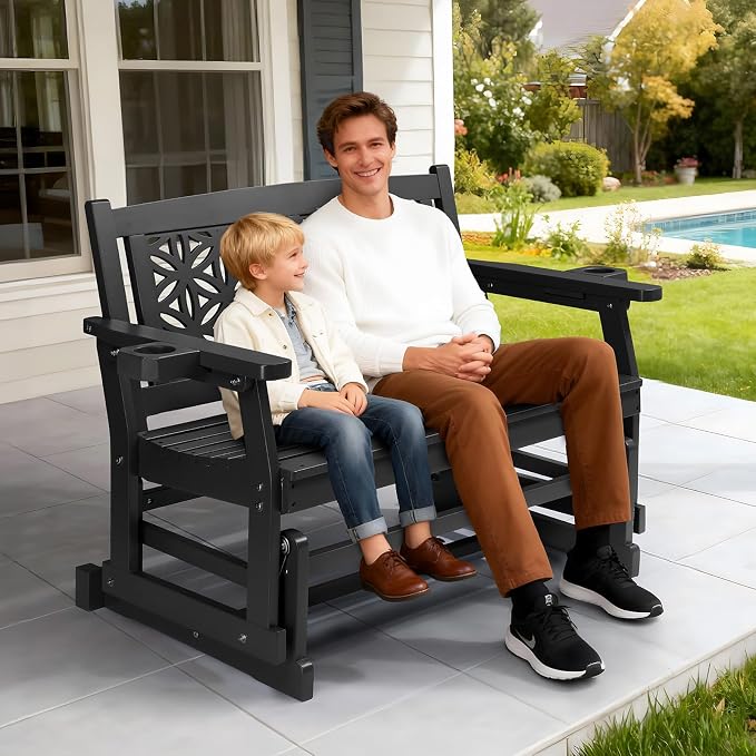 VINGLI Fir Wood Outdoor Glider - Image 7