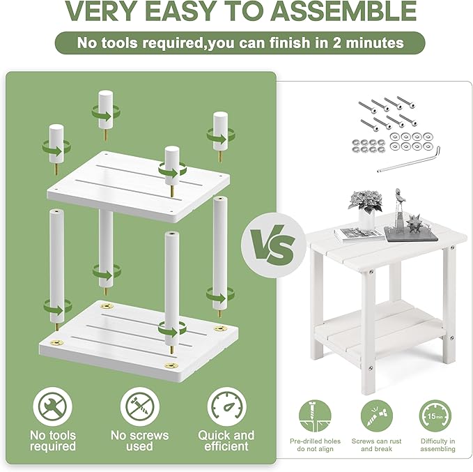 Outdoor Side Table, 2-Tier Small Outdoor Table - Image 4