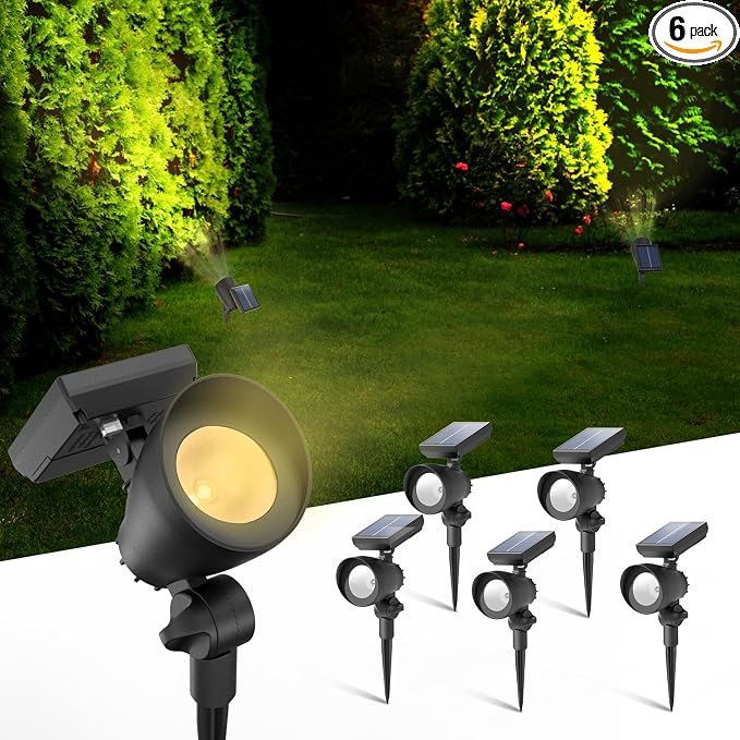 Solar Lights Outdoor, Solar Spot Lights Outdoor, 6 Pack IP44 Waterproof Solar by AZIRIER