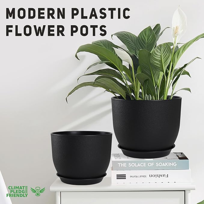 Plant Pots 10/9/8/7.5/7 inch Set of 5, Flower Pots - Image 4