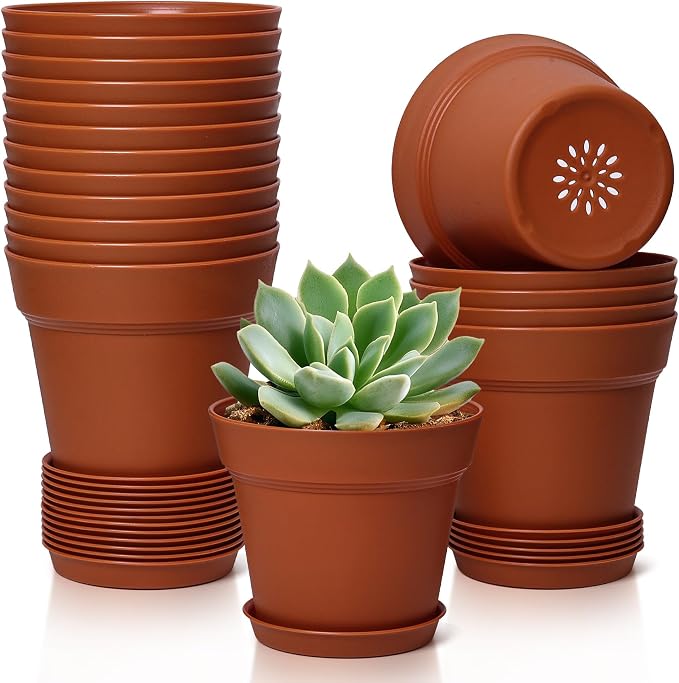 T4U 4 Inch Plant Pots 18-Pack, Small Flower Pots by T4U