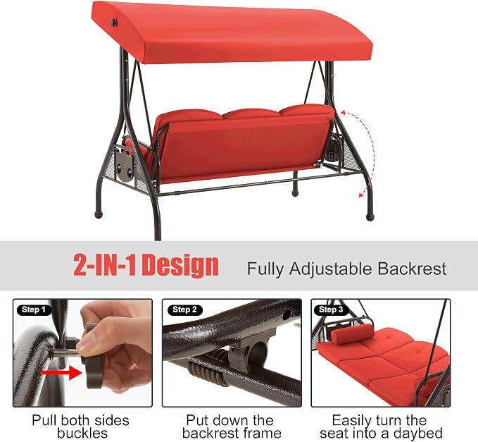 GYUTEI 3-Seat Outdoor Patio Swing - Image 4