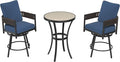 Grand patio Outdoor Swivel Bar Stools Set of 3, Metal Frame & Curved Woven by GrandPatio
