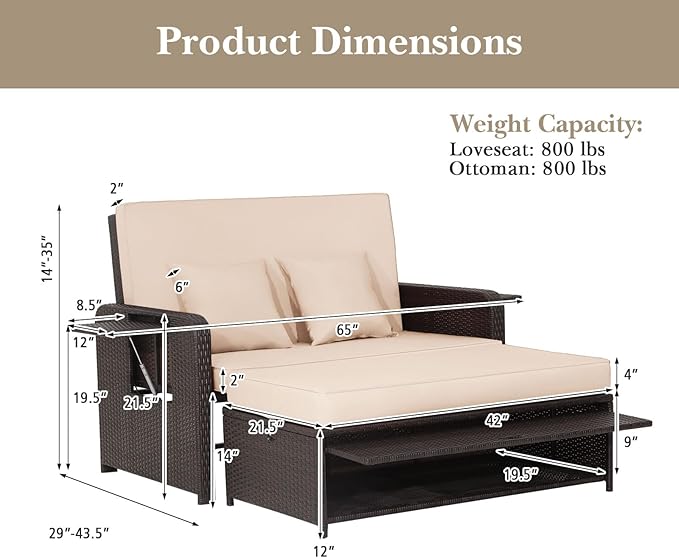 Tangkula Patio Rattan Daybed - Image 5