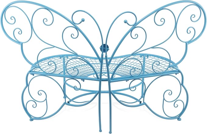 Alpine Corporation BAZ400BL Indoor Outdoor Metal Butterfly Shaped Garden Bench - Image 10