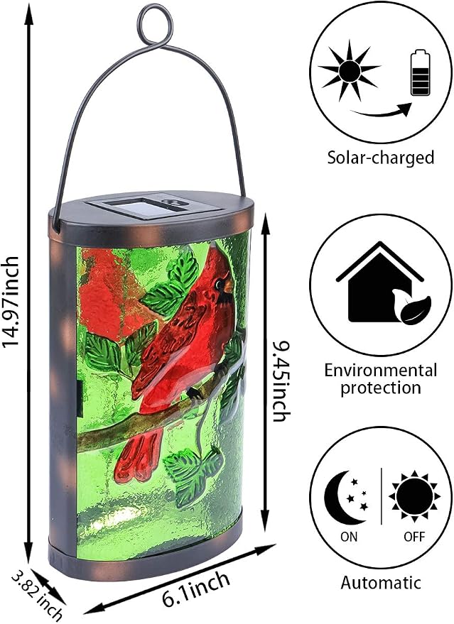 Hanging Solar Lantern Outdoor Decorative Waterproof LED Solar Cardinal Lights - Image 2