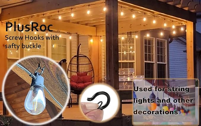 PlusRoc 60 Pack Ceiling Hooks for Hanging Plants Outdoor String Lights Heavy - Image 3