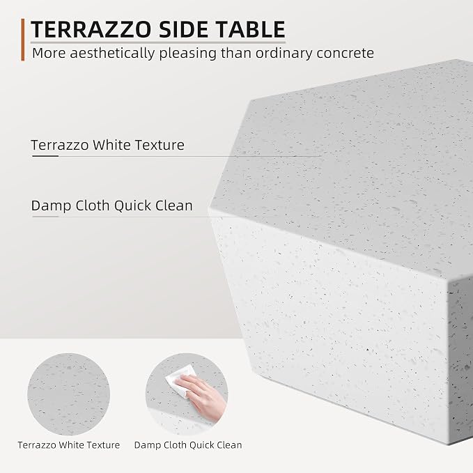 UPHA Outdoor Hexagon Coffee Table, Small Modern Minimalist Accent Tables - Image 4
