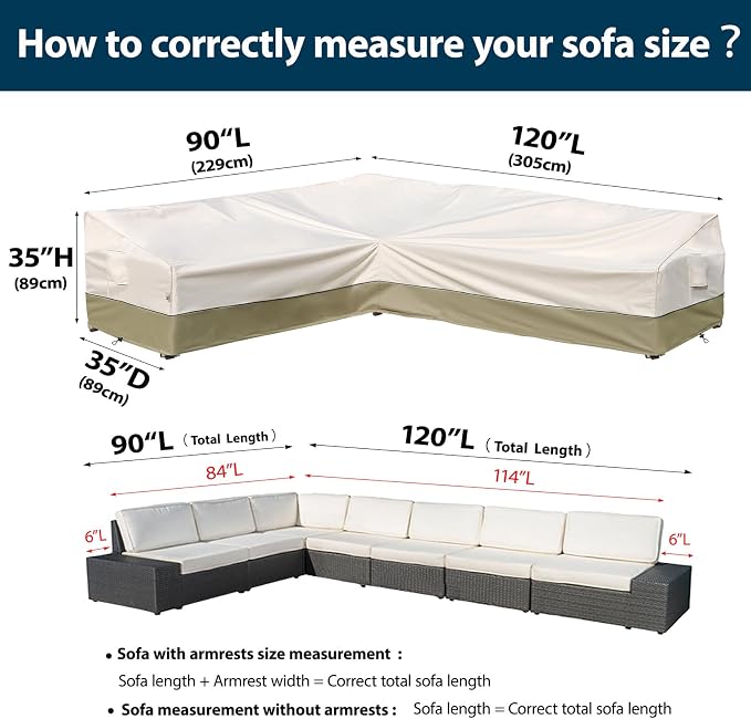 Outdoor Sectional Cover- Patio Furniture Covers Waterproof Rip-Stop Anti-UV - Image 3