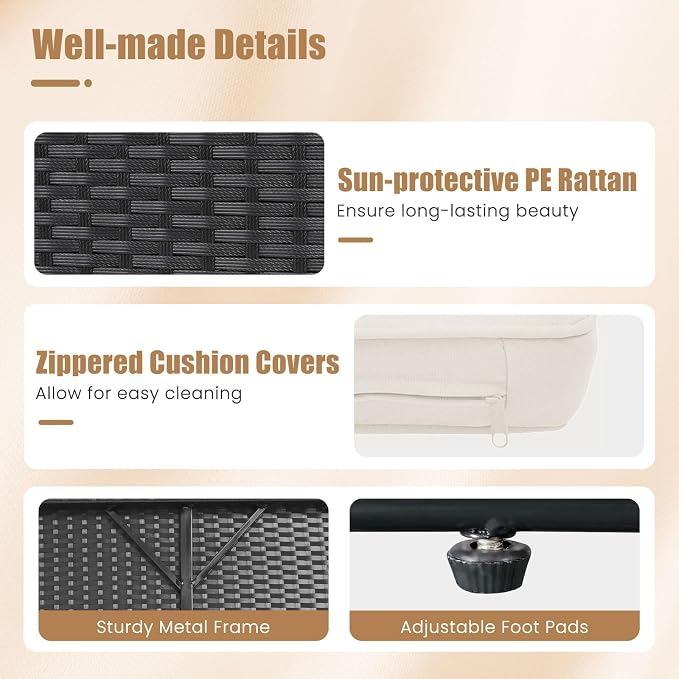 HAPPYGRILL Patio Rattan Wicker Daybed - Image 8