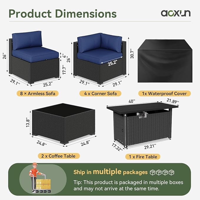 Aoxun 15 Piece Patio Furniture Set - Image 2