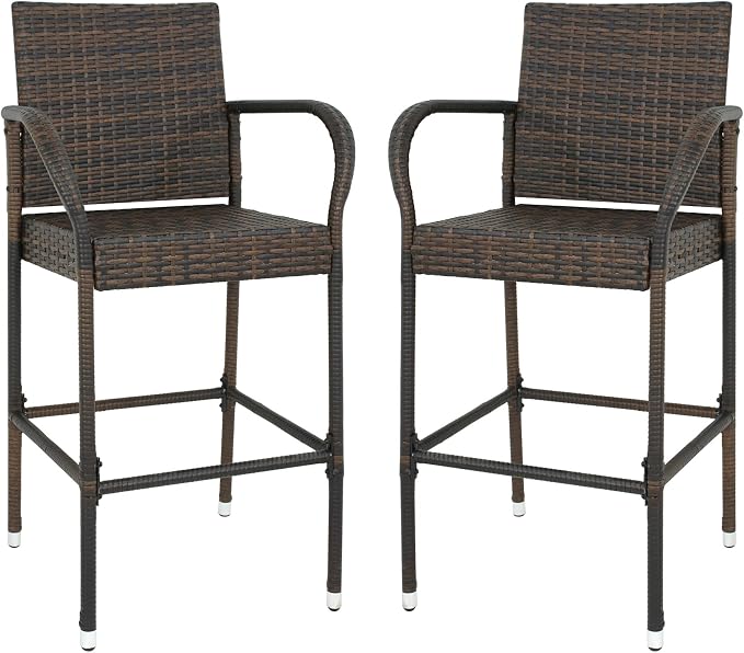 SUPER DEAL Upgraded Wicker Bar Stool Chairs Outdoor Backyard Rattan Chair by Superdeal