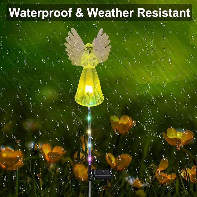2 Pack Solar Angel Lights Outdoor Decor, Decorative Color Changing Waterproof - Image 5