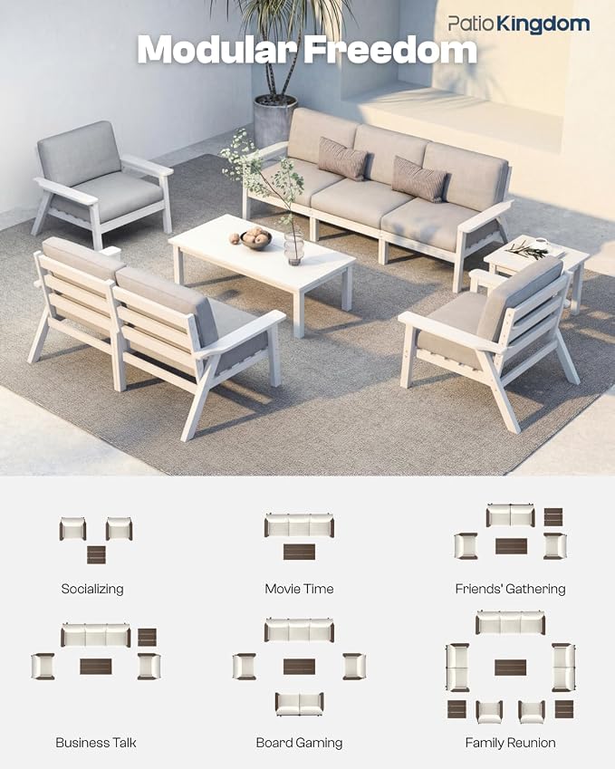 Patio Furniture Set 2 Seats, HDPE Outdoor Sectional - Image 4