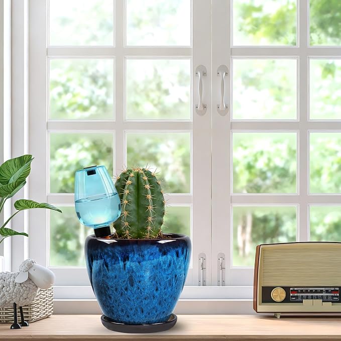 Ceramic Pots for Plant with Self Watering Globes, 8 inch Planters for Indoor - Image 6