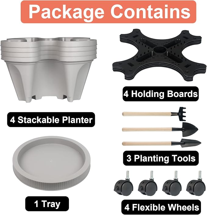 Vertical Planter 4 Tier Stackable Planters Garden Planters Strawberry Herb - Image 8