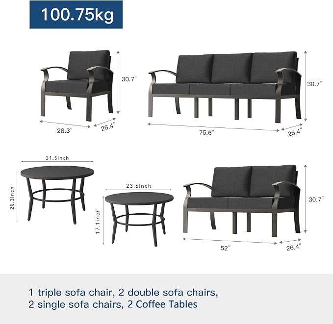 Kullavik Aluminum Patio Furniture Set - Image 4