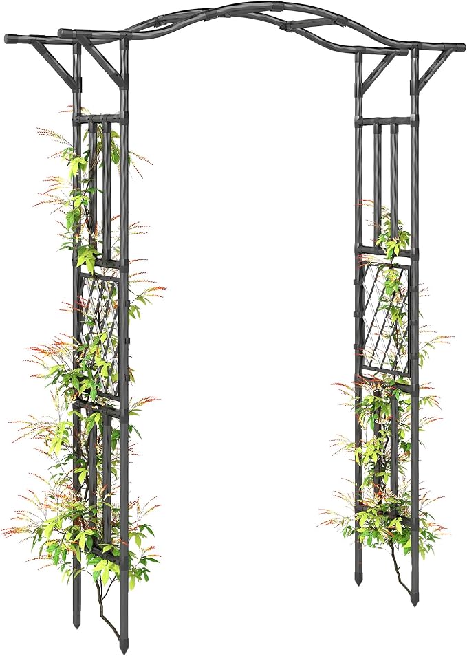 Outsunny Garden Arch, 7.5ft PE-Coated Steel Garden Arch Trellis by Outsunny