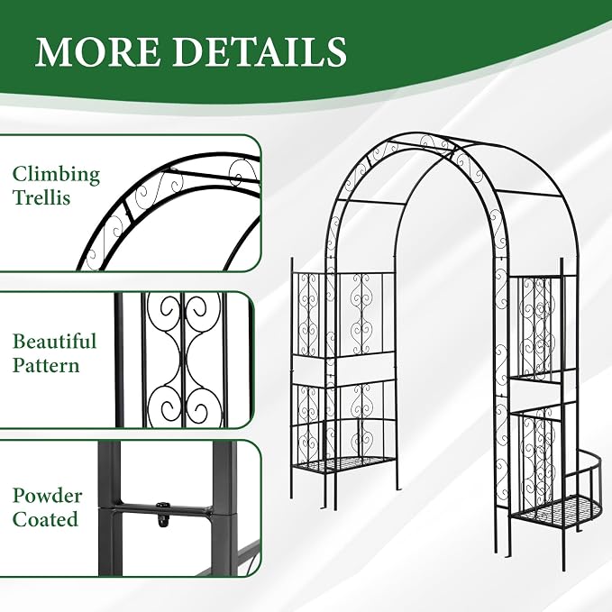 Garden Arbor with Planter Boxes, 7FT Wedding Arches - Image 4