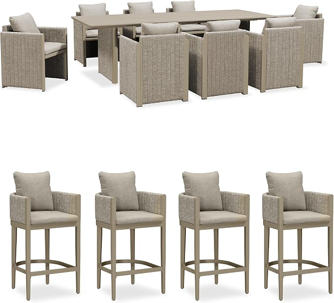 PURPLE LEAF 9-Piece Outdoor Patio Dining Set Modern Large Weather-Resistant by PURPLELEAF