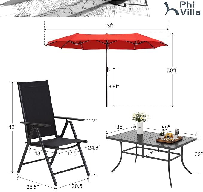 PHI VILLA Outdoor Patio Dining Set - Image 7