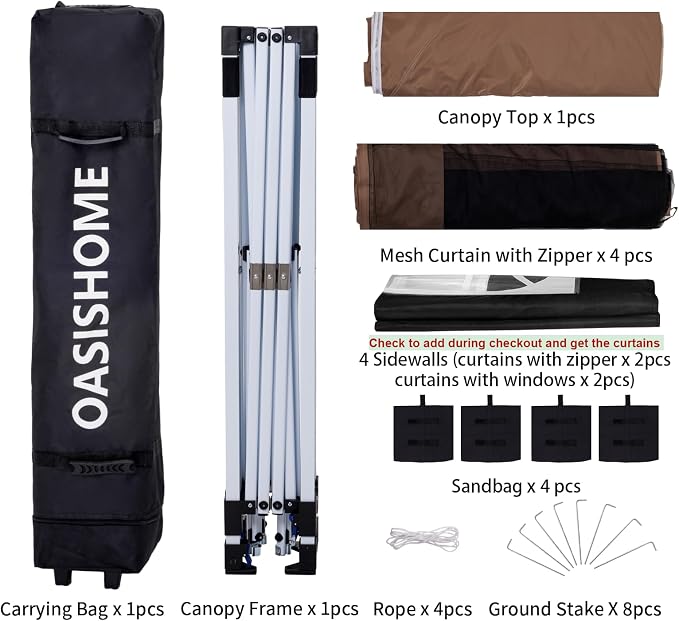 OASISHOME Pop-up Gazebo Instant Portable Canopy Tent 10'x10', - Image 3