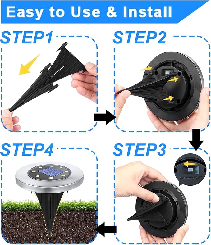 4.6 Inch Diameter Solar Ground Lights, Waterproof Solar Garden Lights, Outdoor - Image 5