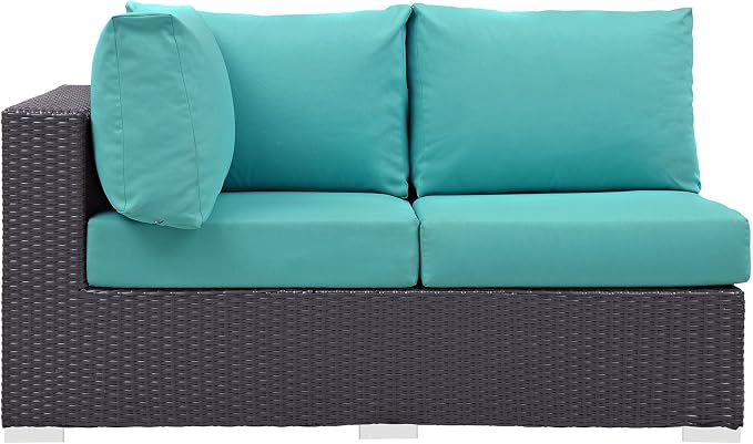 Modway Convene Wicker Rattan Outdoor Patio Left Arm Loveseat in Espresso - Image 3