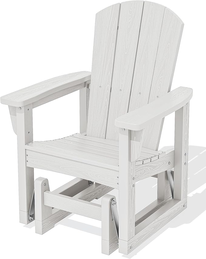 SERWALL Outdoor Glider Chair, HDPE Patio Glider Rocker All-Weather Porch Glider by SERWALL