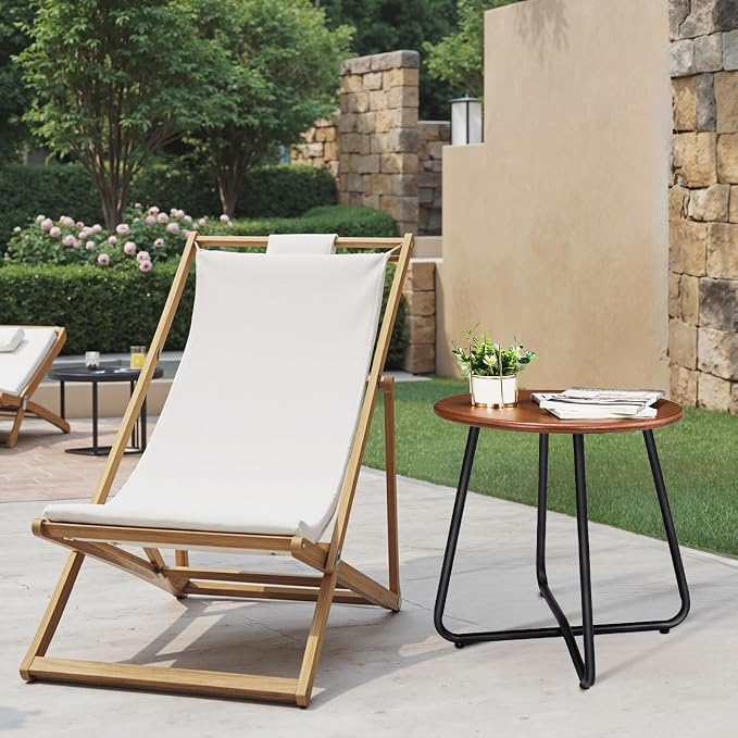 Outvita Indoor and Outdoor Side Table, Small Patio Side Table, Metal Round - Image 9