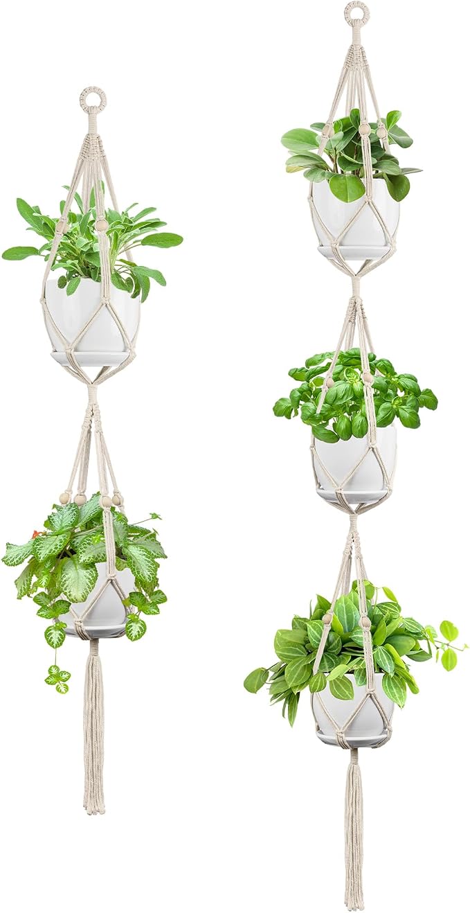 USLAI Macrame Plant Hanger Indoor Outdoor, Fits 4 to 8 Inch Pots, Strong by USLAI