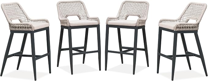 PURPLE LEAF Bar Stools Set of 4 Bar Height Metal Bar Chairs by PURPLELEAF