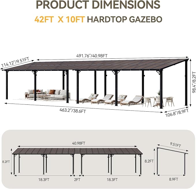 Aoxun 42' x 10' Pergola for Patio, Gazebo - Image 2