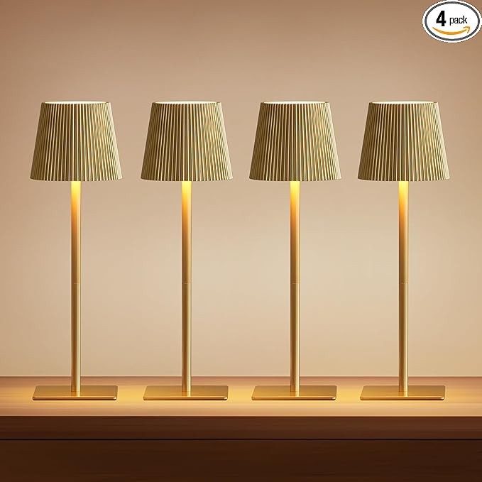 LUTEC 4 Pack Cordless Table Lamp, 6000mAh Rechargeable Battery Operated Desk by LUTEC