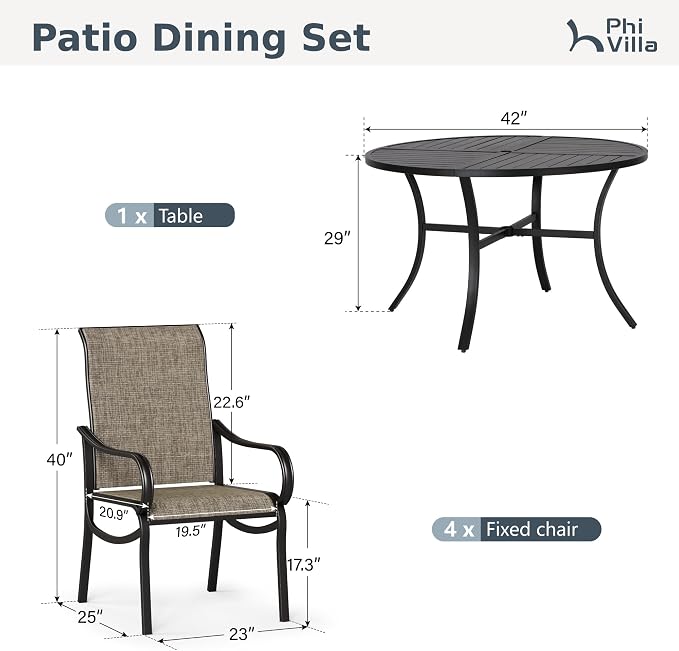 PHI VILLA Round Patio Dining Set - Image 9
