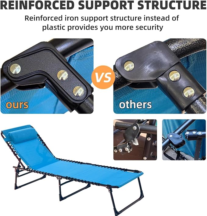 Folding Chaise Lounge Chair Bed - Image 9
