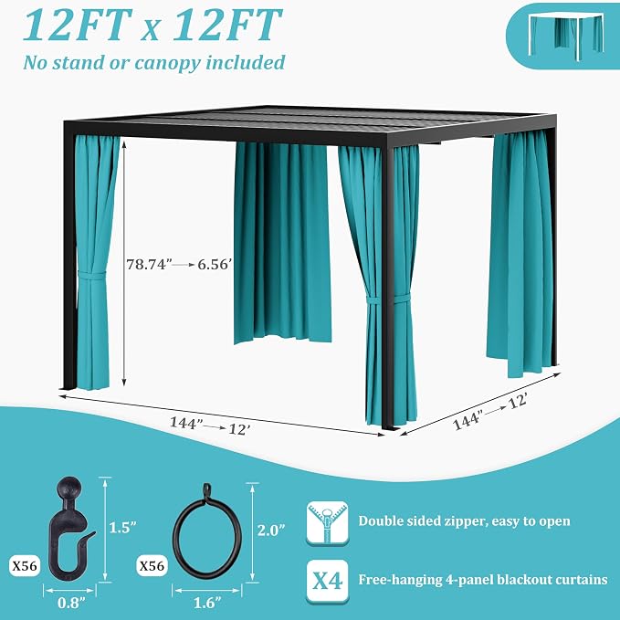 Gazebo Universal Replacement Privacy Curtain, 4-Panels Sidewall Curtains - Image 2