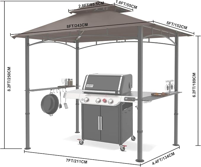 MASTERCANOPY 8 x 5 Grill Gazebo Outdoor BBQ Gazebo Canopy - Image 2