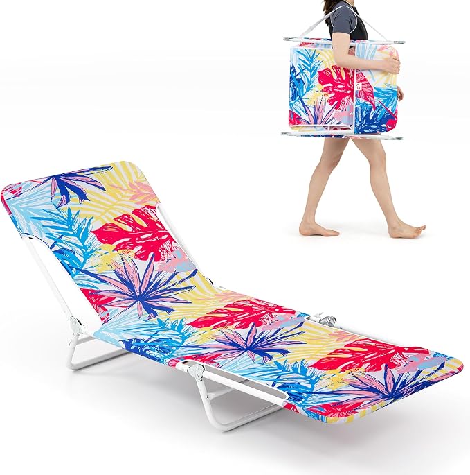GYMAX Tanning Chair, 330lbs Capacity & Shoulder Strap, Portable Layout - Image 9