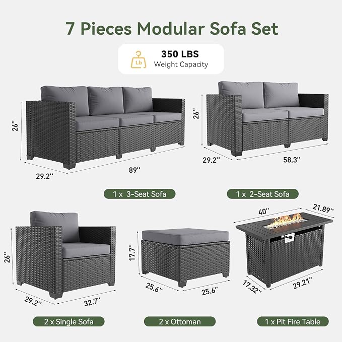 Aoxun 1 Piece Loveseats Patio Furniture Set, Wicker Outdoor Furniture - Image 2