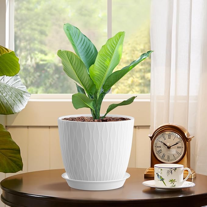 7 inch Plant Pots, 5 Pack Flower Pots - Image 5