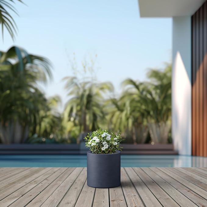 Kante 9.8" Dia Round Concrete Planter, Modern Style Large Cylindrical Plant Pot - Image 6