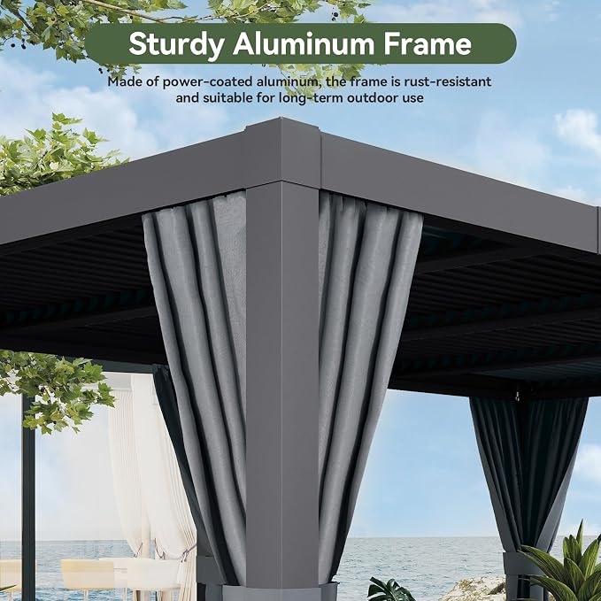 Aoxun Louvered Pergola 10' x 10' Outdoor Aluminum Pergola - Image 5