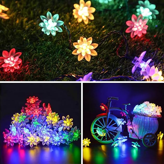 ITICdecor Solar Flower String Lights Outdoor Waterproof 50 LED Solar String - Image 5
