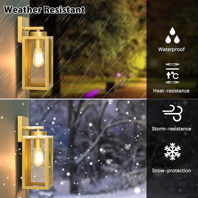 BesLowe 2-Pack Outdoor Wall Light Fixtures, Exterior Waterproof Wall Lanterns - Image 2
