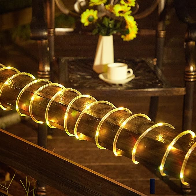 RUICHEN Solar Rope Lights Outdoor String Lights, 16.5 Ft 50 LED Tube Light - Image 5